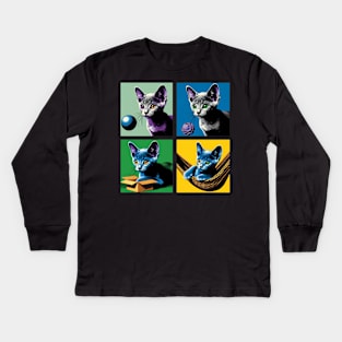 Korat Cat Pop Art - Cute Kitties Kids Long Sleeve T-Shirt